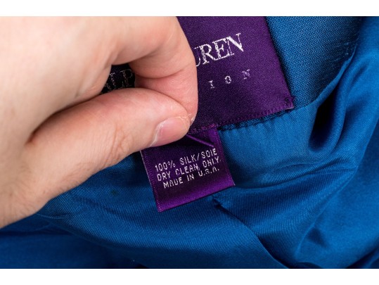 Ralph Lauren Purple Label Beautiful Blue Silk Blazer, Size 10