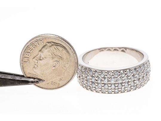 Sterling Silver Pave Set CZ Band Ring, Size 9