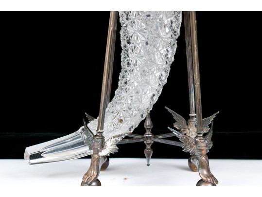  Antique Cut Crystal Large Epergne With Assembled Neoclassical Style Stand