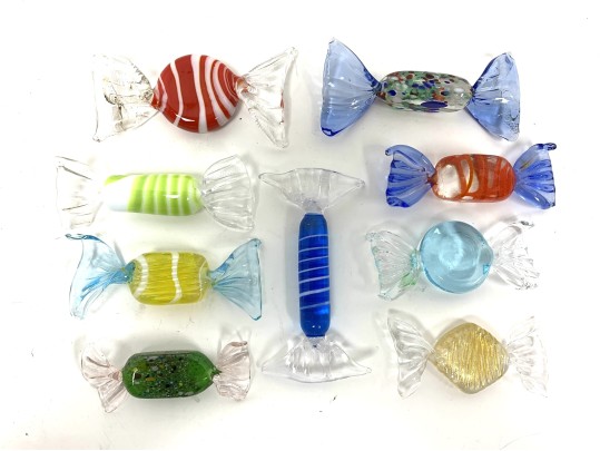 Classic Mid Century Murano Glass Candy With Annie Glass Plate