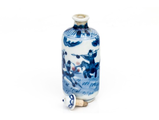 Chinese Blue And White Porcelain Snuff Bottle With Stopper