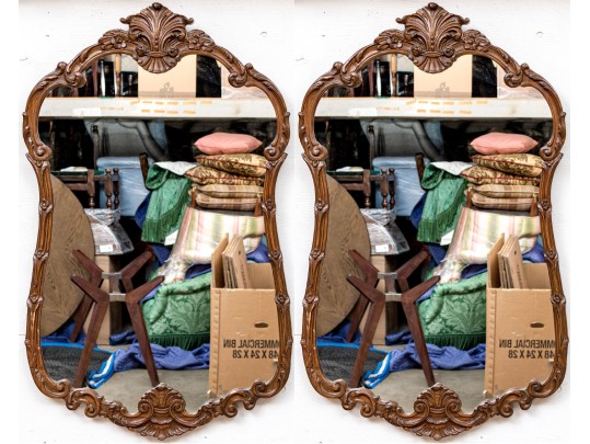 Pair Of Vintage French Style Carved Wood Mirorrs