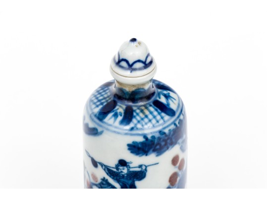 Chinese Blue And White Porcelain Snuff Bottle With Stopper