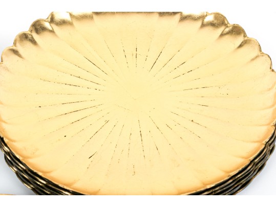 Large Set Of Vintage Japanese Made Gilt Plastic Chargers