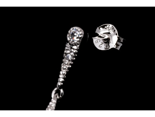 Sterling Silver Graceful Briolette Pendant Earrings Set With Round Brilliant Cut CZ Stones