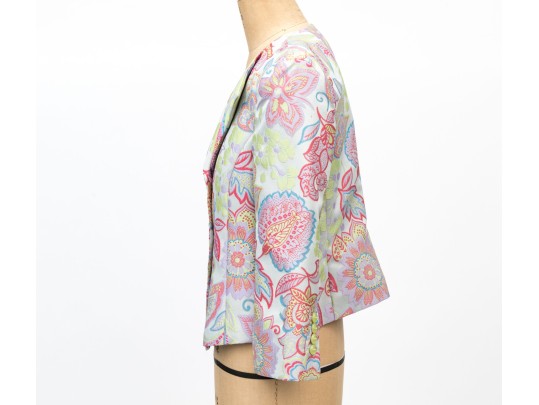 Armani Collection Striking Multi Color Floral Brocade Short Blazer, Size 10
