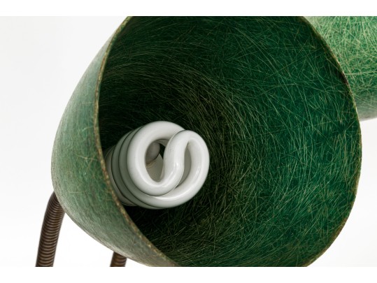 Vintage Fiberglass And Brass Double Gooseneck Adjustable Table Lamp