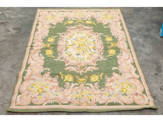 Indian Chain-stitch Wool Carpet, 5'-9 1/2