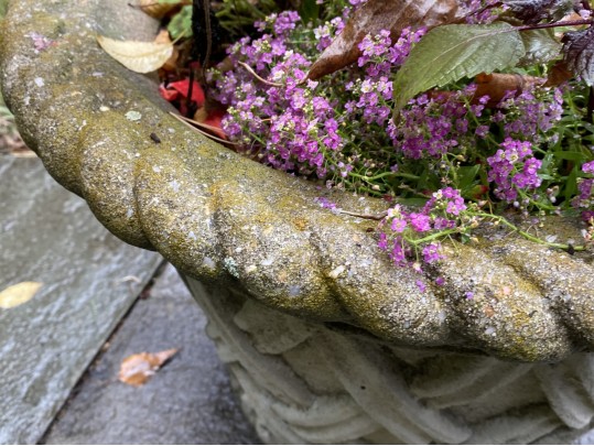 Cast Cement Basket Weave Pattern Planter 