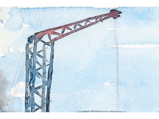 William L. Drake (1929-2019) Watercolor On Paper - Double Sided Wharf Scene