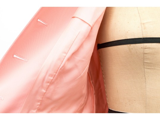 Escada, Margaretha Ley Vintage Vibrant Pink And Cream Wool Button Front Blazer, Size 38