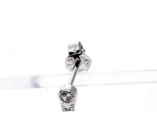 Sterling Silver Graceful Briolette Pendant Earrings Set With Round Brilliant Cut CZ Stones