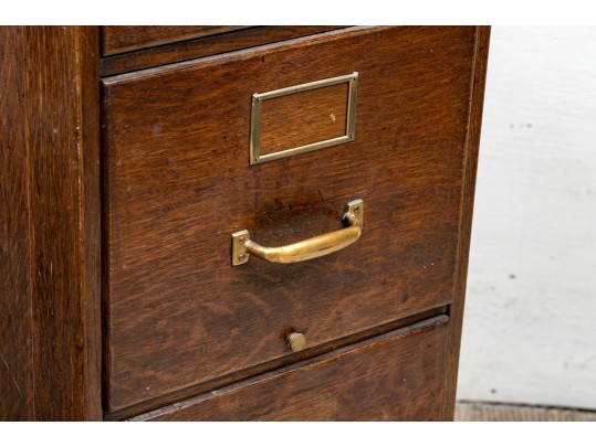 Vintage Wood And Brass File Cabinet - For Upcycle