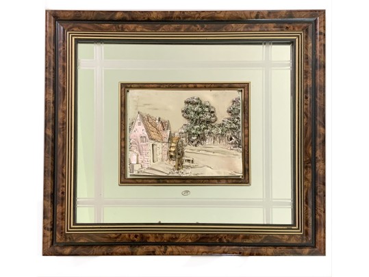 Sterling Silver High Relief Landscape Creazioni Artistiche, Framed In Italy