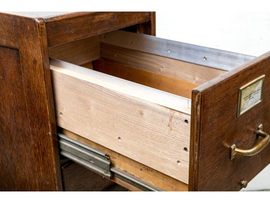 Vintage Wood And Brass File Cabinet - For Upcycle