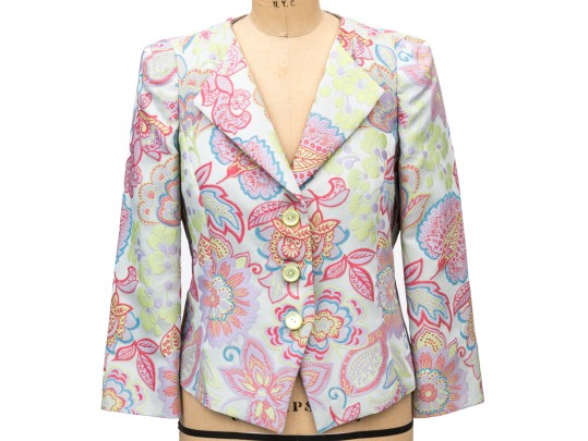 Armani Collection Striking Multi Color Floral Brocade Short Blazer, Size 10