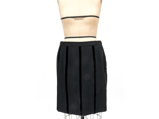 Valentino Miss Valentino Black Wool And Velvet Jacket And Skirt Suit, Size 16