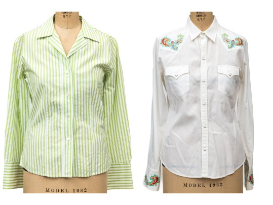 Collection Of Two Button Down Shirts, Ralph Lauren And Zavella, Sizes 8 And 10