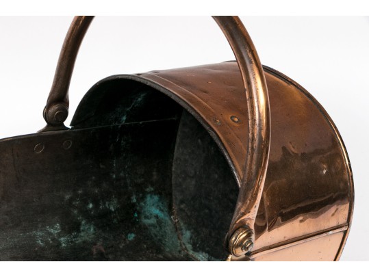 Fine Antique English Copper Coal Scuttle