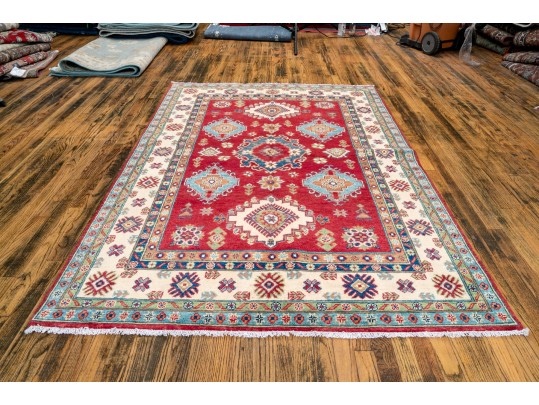 Soft Hand Knotted Wool Pakistan Kayak Area Capet, 7' X 4'-10