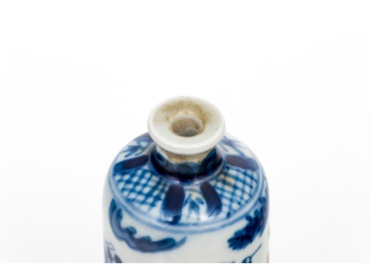Chinese Blue And White Porcelain Snuff Bottle With Stopper