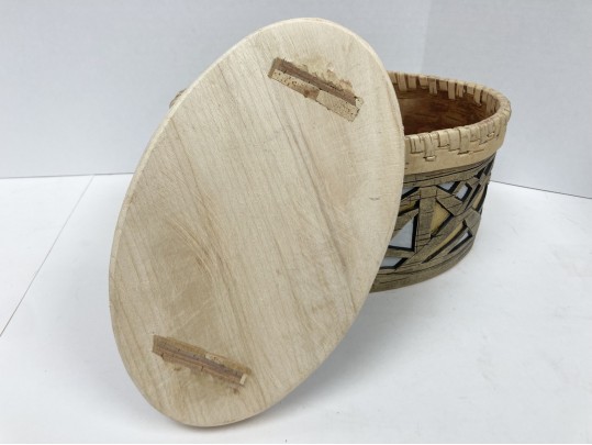 Signed Ukrainian Bent And Pierced Oval Birch Box