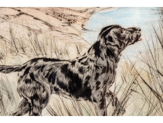 Henry Wilkinson (British, 1921-2011) Ltd. Ed. Etching Print, Black Lab & Pheasants