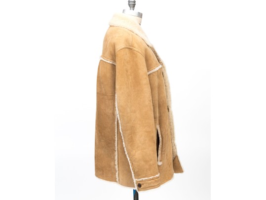 Andrew Marc Tan Suede Shearling Coat, Size XL