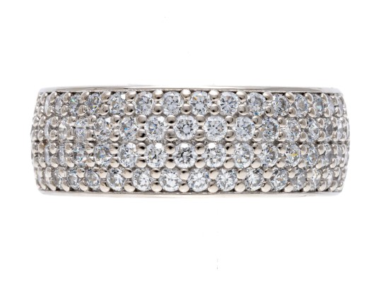 Sterling Silver Pave Set CZ Band Ring, Size 9