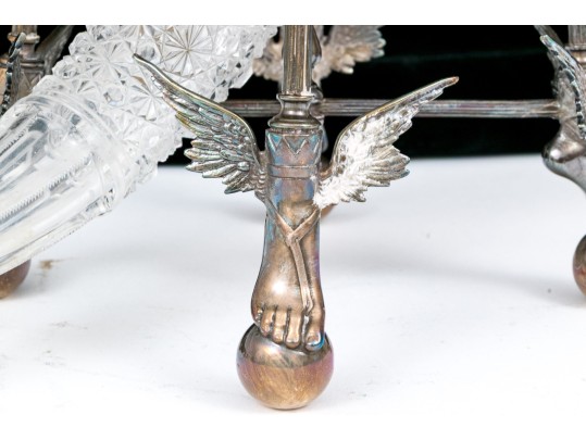  Antique Cut Crystal Large Epergne With Assembled Neoclassical Style Stand