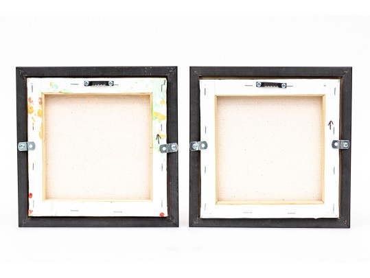 Dnie (Chinese/Am., 21st C.) Set Of Two Diminutive Acrylic On Canvas, Koi Fish