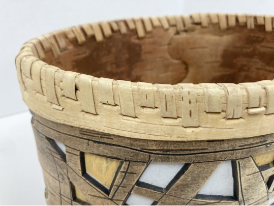 Signed Ukrainian Bent And Pierced Oval Birch Box