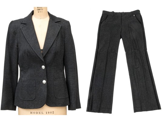 Trina Turk Charcoal Grey Knit Style Pantsuit, Size 8