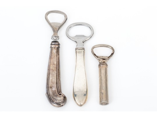 Group Of Three Vintage Sterling Silver Handled Bottle Openers