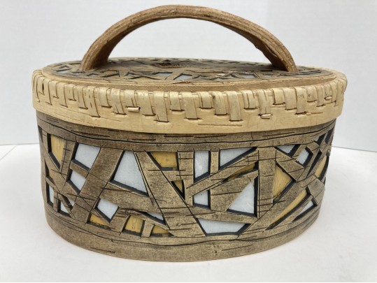 Signed Ukrainian Bent And Pierced Oval Birch Box