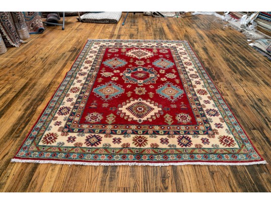 Soft Hand Knotted Wool Pakistan Kayak Area Capet, 7' X 4'-10