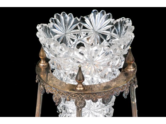 Antique Cut Crystal Large Epergne With Assembled Neoclassical Style Stand