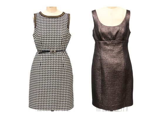 Collection Of Two Trina Turk Sleeveless Sheath Dresses, Sizes 10, 8