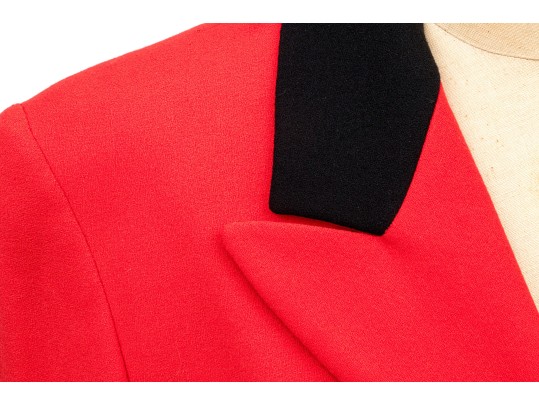 Escada By Margaretha Ley Striking Vintage Red And Black Button Front Blazer, Size 33