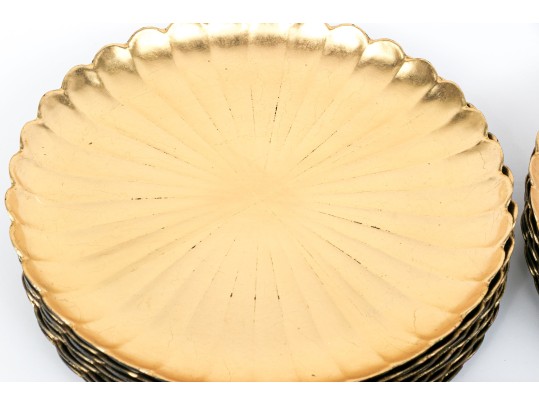 Large Set Of Vintage Japanese Made Gilt Plastic Chargers