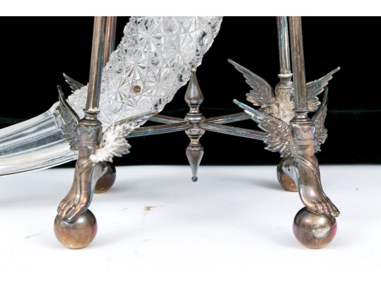  Antique Cut Crystal Large Epergne With Assembled Neoclassical Style Stand