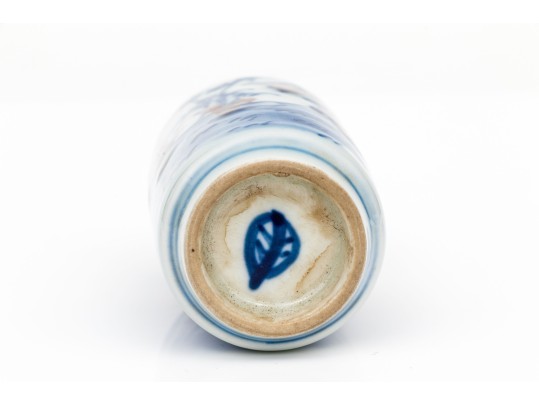 Chinese Blue And White Porcelain Snuff Bottle With Stopper