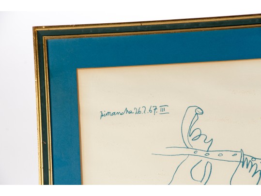 Picasso 1967 Limited Edition Lithograph, Flute Player And Female Nude For Restoration