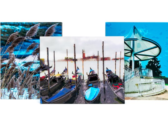 Michael Chait (American, Westport CT, 20th-21st C.) Three Mounted Color Photographs, River Views