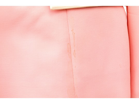 Escada, Margaretha Ley Vintage Vibrant Pink And Cream Wool Button Front Blazer, Size 38