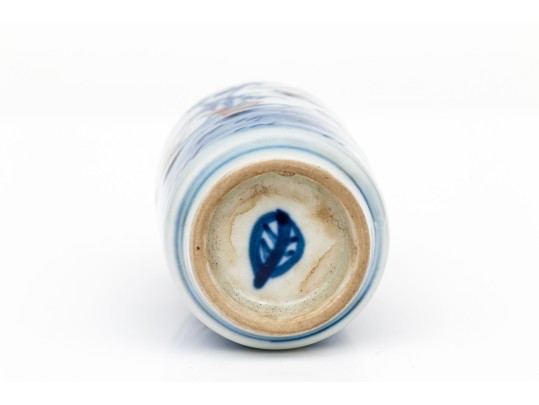 Chinese Blue And White Porcelain Snuff Bottle With Stopper