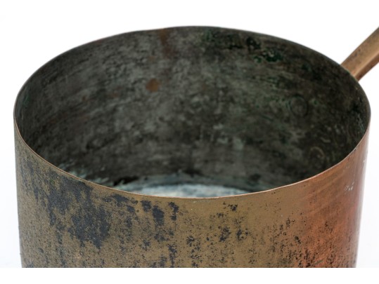 Antique Copper Sauce Pot With Solid Copper Handle