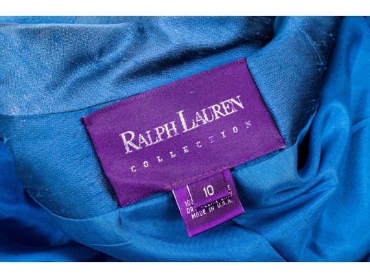 Ralph Lauren Purple Label Beautiful Blue Silk Blazer, Size 10
