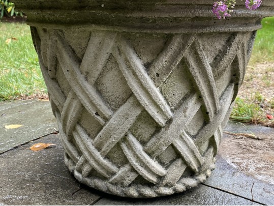 Cast Cement Basket Weave Pattern Planter 