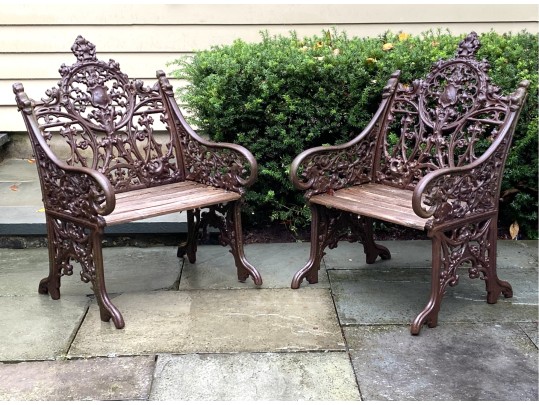 Pair Of Cast Iron Neoclassical Armchairs